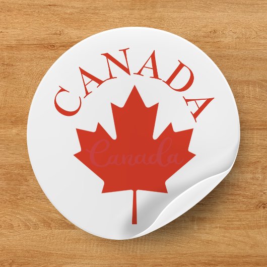 Sticker Rond Drapeau canadien rouge et blanc du Canada