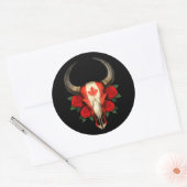 Sticker Rond Drapeau canadien Taureau avec des roses rouges (Enveloppe)