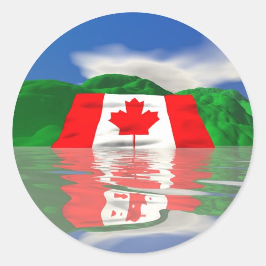Sticker Rond Drapeau Canadien Terre (Devant)