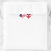 Sticker Rond Drapeau cardiaque américain et britannique (Sac)
