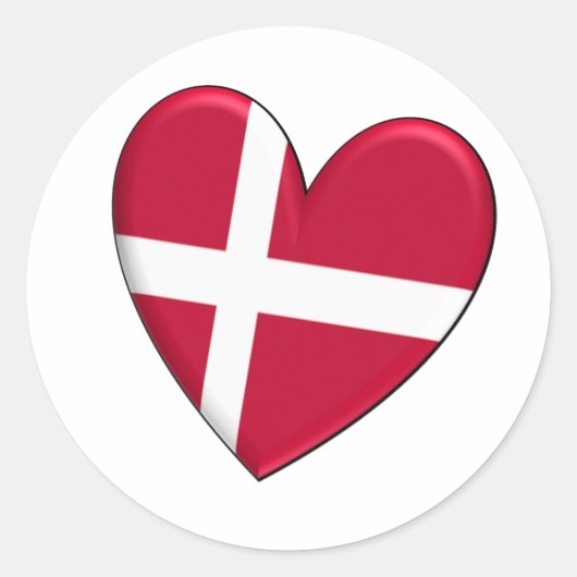 Sticker Rond Drapeau cardiaque du Danemark (Devant)