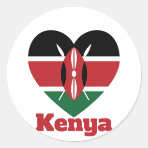 Sticker Rond Drapeau cardiaque du Kenya