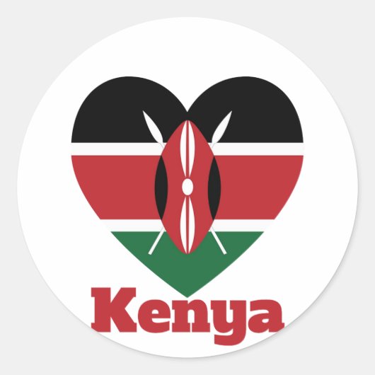 Sticker Rond Drapeau cardiaque du Kenya (Devant)