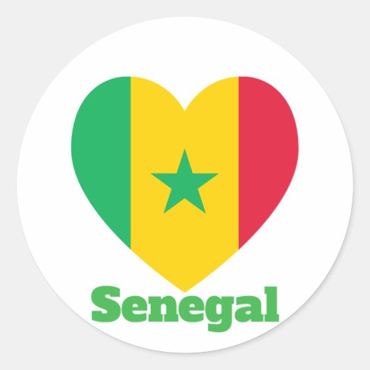 Sticker Rond Drapeau cardiaque du Sénégal (Devant)
