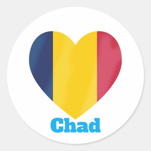 Sticker Rond Drapeau cardiaque du Tchad (Devant)