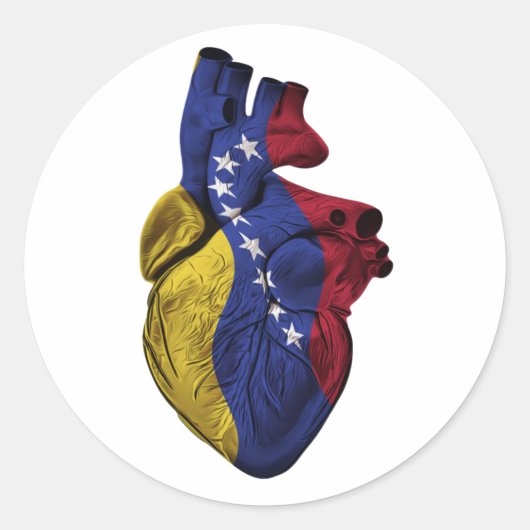Sticker Rond Drapeau cardiaque du Venezuela (Devant)