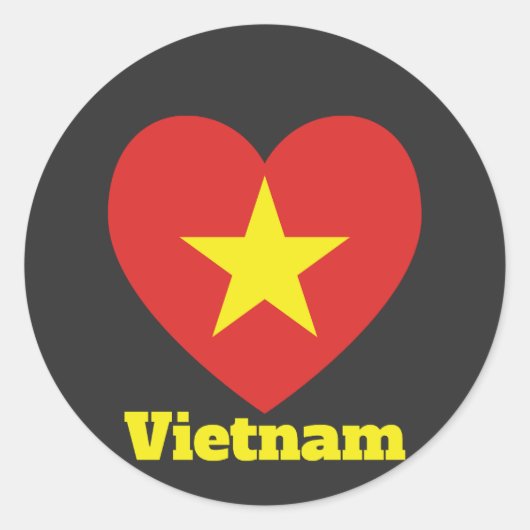 Sticker Rond Drapeau cardiaque du Vietnam (Devant)