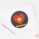 Sticker Rond Drapeau cardiaque du Vietnam (Enveloppe)