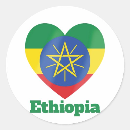Sticker Rond Drapeau cardiaque en Éthiopie (Devant)