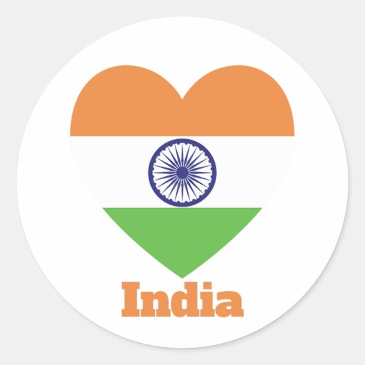 Sticker Rond Drapeau cardiaque indien (Devant)