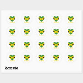 Sticker Rond Drapeau cardiaque jamaïcain (Feuille)