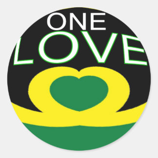 Sticker Rond Drapeau cardiaque jamaïcain amour