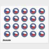 Sticker Rond Drapeau, carte et emblème de la République tchèque (Feuille)