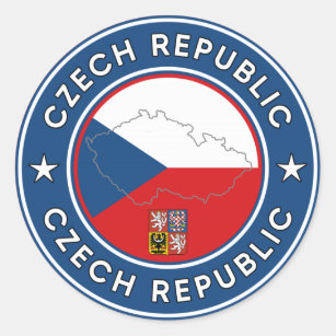 Sticker Rond Drapeau, carte et emblème de la République tchèque