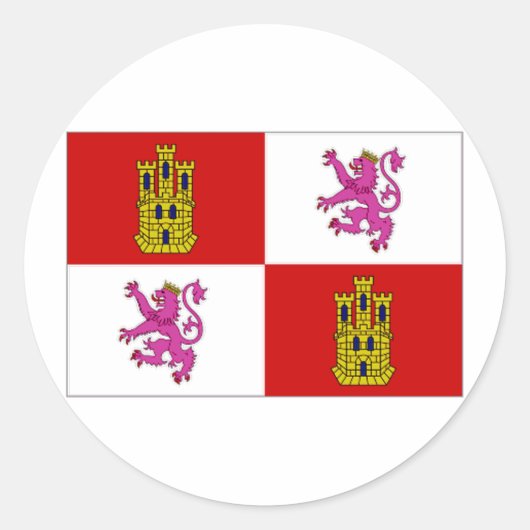 Sticker Rond Drapeau Castilla Leon (Devant)