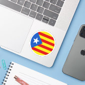 Sticker rond Drapeau Catalogne (Ordinateur portable avec iPhone)