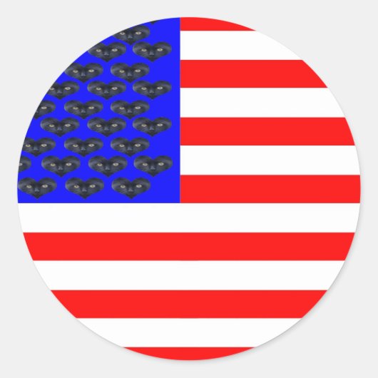 Sticker Rond Drapeau Chats Noirs Et Bandes (Devant)