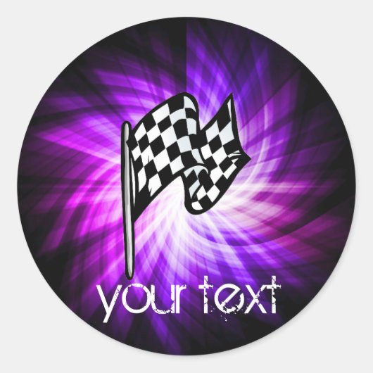Sticker Rond Drapeau checkered; purple (Devant)