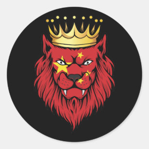 Sticker Rond Drapeau chinois Lion King