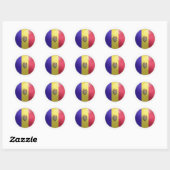 Sticker Rond Drapeau circulaire brillant de Moldavie (Feuille)