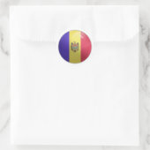 Sticker Rond Drapeau circulaire brillant de Moldavie (Sac)