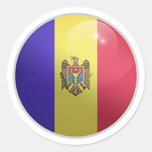 Sticker Rond Drapeau circulaire brillant de Moldavie (Devant)