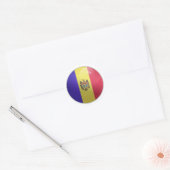 Sticker Rond Drapeau circulaire brillant de Moldavie (Enveloppe)