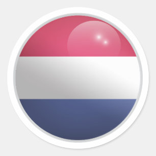 Sticker Rond Drapeau circulaire brillant Pays-Bas