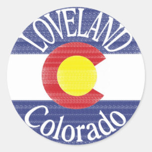Sticker Rond Drapeau circulaire Loveland Colorado