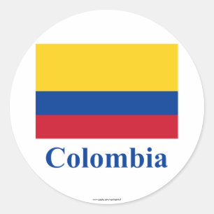 Sticker Rond Drapeau Colombie avec nom
