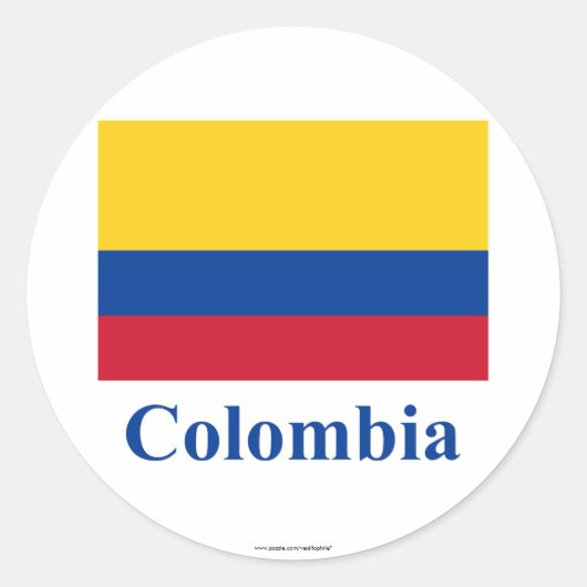 Sticker Rond Drapeau Colombie avec nom (Devant)