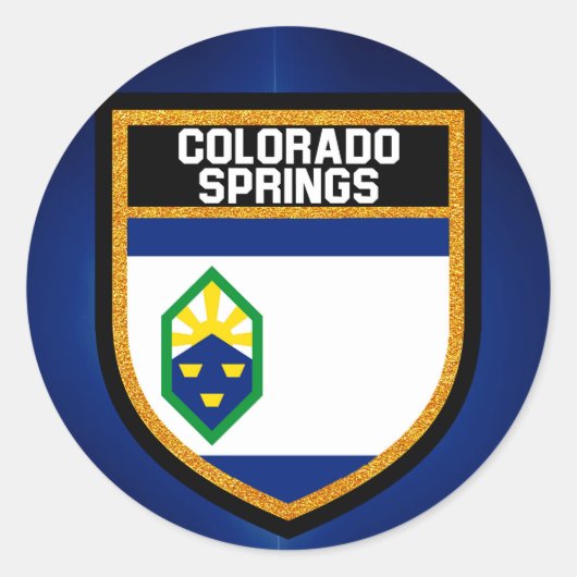 Sticker Rond Drapeau Colorado Springs (Devant)