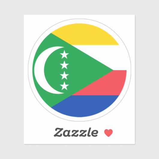 Sticker rond Drapeau Comores (Feuille)