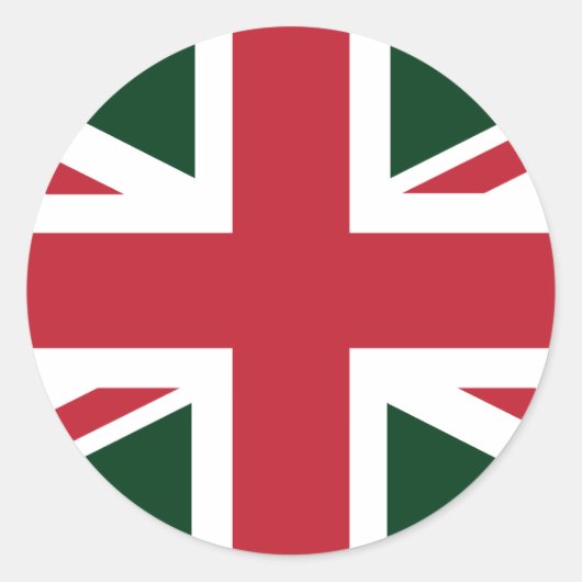 Sticker Rond Drapeau cool vert foncé rouge Union Jack britanniq (Devant)