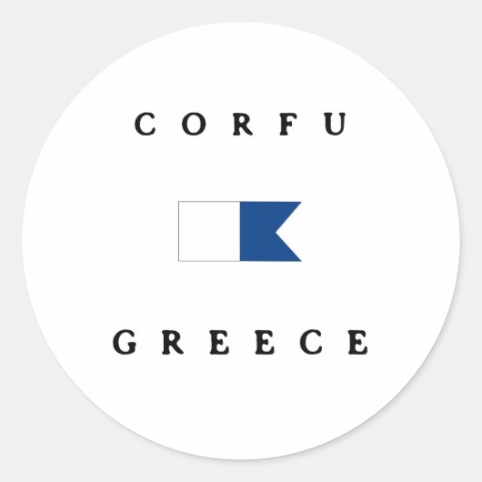 Sticker Rond Drapeau Corfou Grèce Alpha Dive (Devant)
