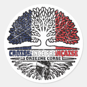Sticker Rond Drapeau Corse France Arbre