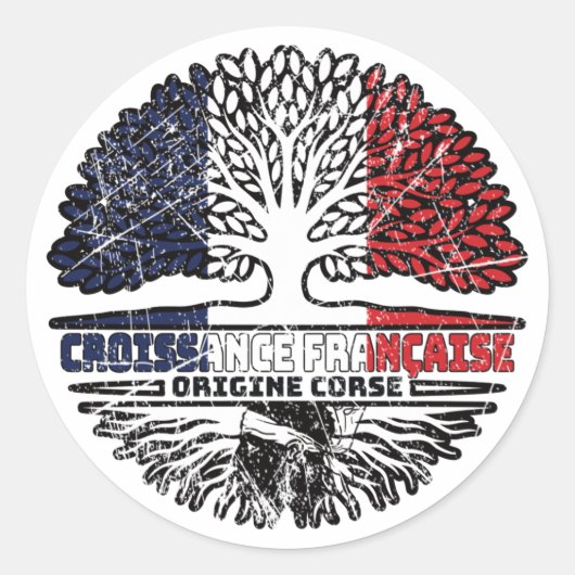 Sticker Rond Drapeau Corse France Arbre (Devant)