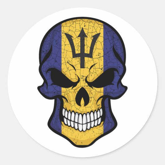 Sticker Rond Drapeau crâne souriant de Barbade (Devant)