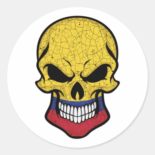 Sticker Rond Drapeau crâne souriant de Colombie (Devant)