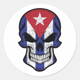 Sticker Rond Drapeau crâne souriant de Cuba