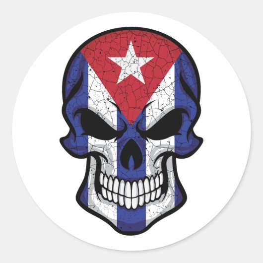 Sticker Rond Drapeau crâne souriant de Cuba (Devant)