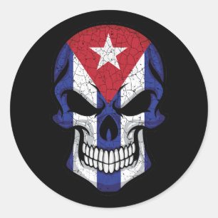 Sticker Rond Drapeau crâne souriant de Cuba