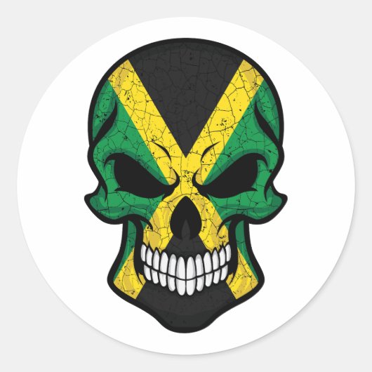 Sticker Rond Drapeau crâne souriant de Jamaïque (Devant)