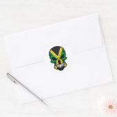 Sticker Rond Drapeau crâne souriant de Jamaïque (Enveloppe)