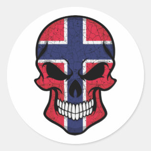 Sticker Rond Drapeau crâne souriant de Norvège