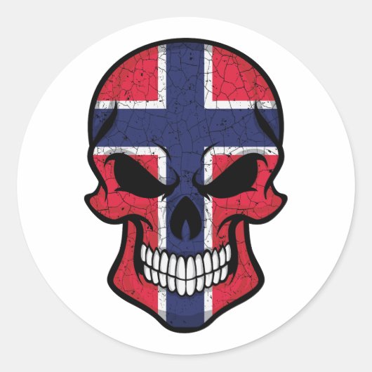 Sticker Rond Drapeau crâne souriant de Norvège (Devant)