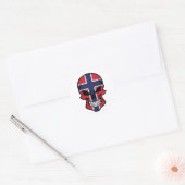 Sticker Rond Drapeau crâne souriant de Norvège (Enveloppe)