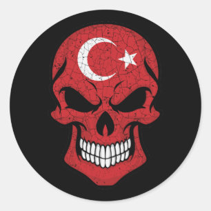 Sticker Rond Drapeau crâne souriant de Turquie