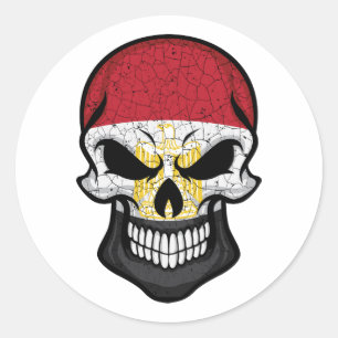 Sticker Rond Drapeau crâne souriant d'Égypte