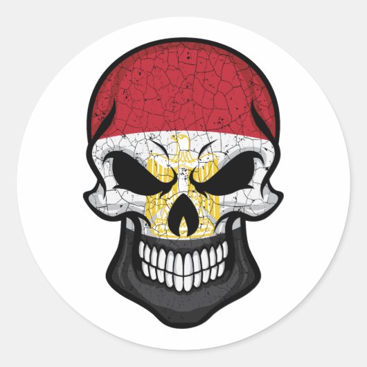 Sticker Rond Drapeau crâne souriant d'Égypte (Devant)